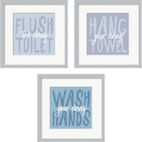 Framed 'Bathroom Advice 3 Piece Framed Art Print Set' border=