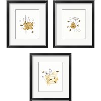 Framed 'Bees and Botanicals 3 Piece Framed Art Print Set' border=