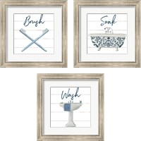 Framed 'Cottage Bath 3 Piece Framed Art Print Set' border=