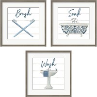 Framed 'Cottage Bath 3 Piece Framed Art Print Set' border=