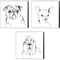 Framed 'Line Dog 3 Piece Canvas Print Set' border=