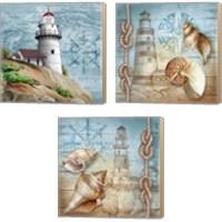 Framed 'Lighthouse 3 Piece Canvas Print Set' border=