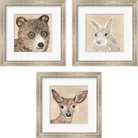 Framed 'Fuzzy Friends 3 Piece Framed Art Print Set' border=