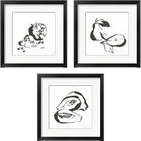 Framed 'Black & White Fruit 3 Piece Framed Art Print Set' border=