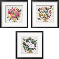 Framed 'Globe 3 Piece Framed Art Print Set' border=