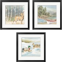 Framed 'Woodland Reflections 3 Piece Framed Art Print Set' border=