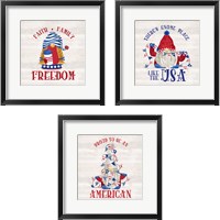 Framed 'Patriotic Gnomes 3 Piece Framed Art Print Set' border=