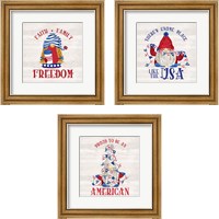 Framed 'Patriotic Gnomes 3 Piece Framed Art Print Set' border=