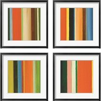 Framed 'Hampton Abstract Stripe 4 Piece Framed Art Print Set' border=