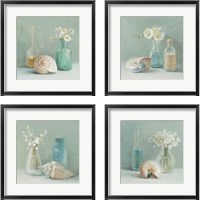 Framed 'Shells & Floral Spa 4 Piece Framed Art Print Set' border=