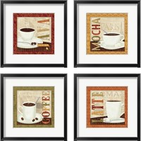 Framed 'Coffee Cup 4 Piece Framed Art Print Set' border=