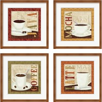 Framed 'Coffee Cup 4 Piece Framed Art Print Set' border=