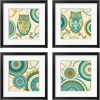 Framed 'Owl Forest 4 Piece Framed Art Print Set' border=