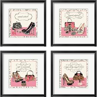 Framed 'Pink & Wild 4 Piece Framed Art Print Set' border=