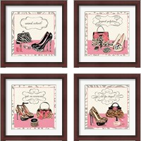 Framed 'Pink & Wild 4 Piece Framed Art Print Set' border=