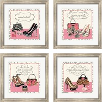 Framed 'Pink & Wild 4 Piece Framed Art Print Set' border=