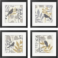 Framed 'Garden Leaves Square 4 Piece Framed Art Print Set' border=