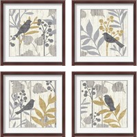 Framed 'Garden Leaves Square 4 Piece Framed Art Print Set' border=