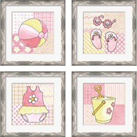 Framed 'Coastal Baby Girl 4 Piece Framed Art Print Set' border=