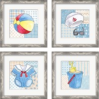 Framed 'Coastal Baby Boy 4 Piece Framed Art Print Set' border=