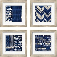 Framed 'Indigo Batik 4 Piece Framed Art Print Set' border=