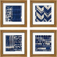 Framed 'Indigo Batik 4 Piece Framed Art Print Set' border=