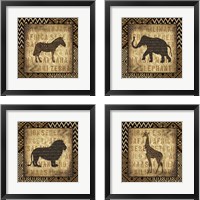 Framed 'African Widl Animal 4 Piece Framed Art Print Set' border=