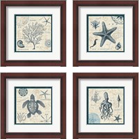 Framed 'Ocean Life 4 Piece Framed Art Print Set' border=