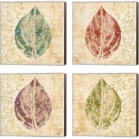 Framed 'Leaf Scroll 4 Piece Canvas Print Set' border=