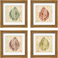 Framed 'Leaf Scroll 4 Piece Framed Art Print Set' border=