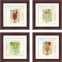 Framed 'Tropical Cocktails 4 Piece Framed Art Print Set' border=