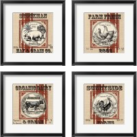 Framed 'Organic Farm 4 Piece Framed Art Print Set' border=