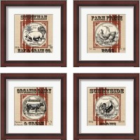 Framed 'Organic Farm 4 Piece Framed Art Print Set' border=