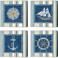 Framed 'Nautical Stripe 4 Piece Canvas Print Set' border=