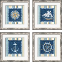 Framed 'Nautical Stripe 4 Piece Framed Art Print Set' border=