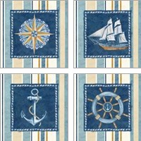 Framed 'Nautical Stripe 4 Piece Art Print Set' border=