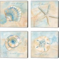 Framed 'Watercolor Shell Sentiments 4 Piece Canvas Print Set' border=