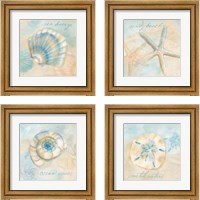 Framed 'Watercolor Shell Sentiments 4 Piece Framed Art Print Set' border=