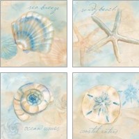 Framed 'Watercolor Shell Sentiments 4 Piece Art Print Set' border=