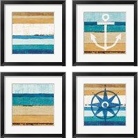 Framed Beachscape Nautical White 4 Piece Framed Art Print Set