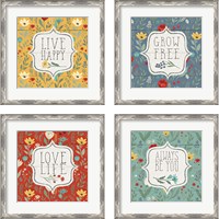 Framed 'Blooming Thoughts 4 Piece Framed Art Print Set' border=