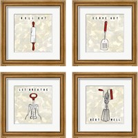 Framed 'Kitchen Utensils 4 Piece Framed Art Print Set' border=