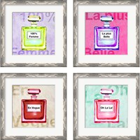 Framed 'French  Perfume 4 Piece Framed Art Print Set' border=