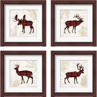 Framed 'Plaid Lodge 4 Piece Framed Art Print Set' border=