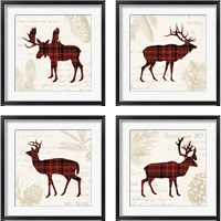 Framed 'Plaid Lodge 4 Piece Framed Art Print Set' border=