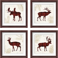 Framed 'Plaid Lodge 4 Piece Framed Art Print Set' border=