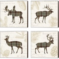 Framed 'Plaid Lodge Tan 4 Piece Canvas Print Set' border=