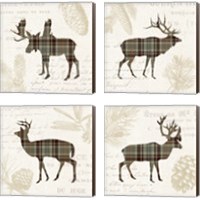 Framed 'Plaid Lodge Tan 4 Piece Canvas Print Set' border=