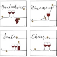 Framed 'Underlined Wine 4 Piece Canvas Print Set' border=