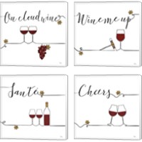 Framed 'Underlined Wine 4 Piece Canvas Print Set' border=